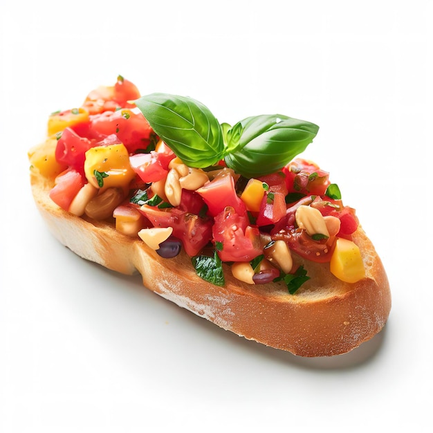 Bruschetta sur fond blanc