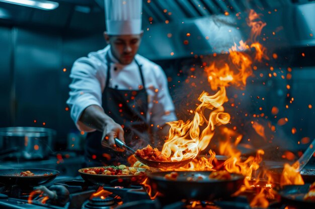 Btirfrying dans un wok chaud