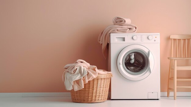 Buanderie avec lave-linge et panier à linge Design minimaliste