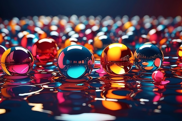 Bubble 3D coloré un groupe de boules de verre colorées boules 3D colorées arrière-plan 3D verre coloré