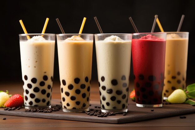 Bubble tea aux boules de tapioca AI Generative