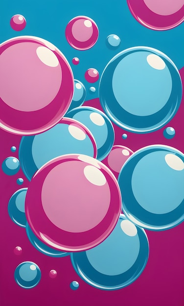 Bubbles de chewing-gum Arrière-plan graphique rose brillant couleurs bleues Pop culture design moderne de bonbons d'art