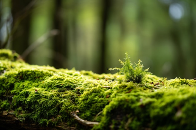 une bûche couverte de mousse dans les bois