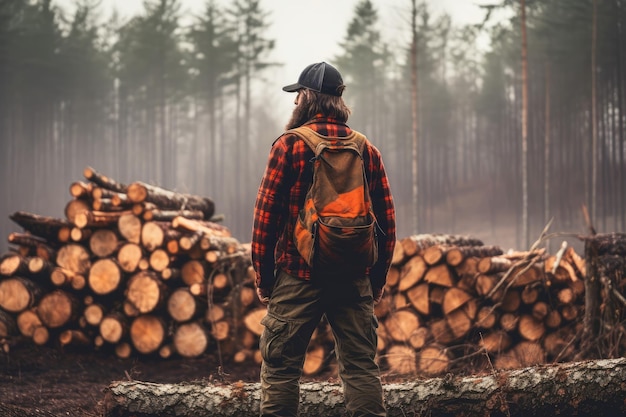 Bûcheron homme forêt Générer Ai