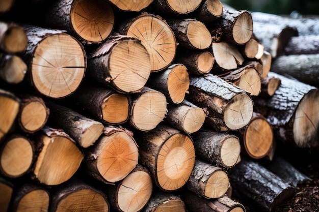 Bûches de bois empilées pour l'hiver