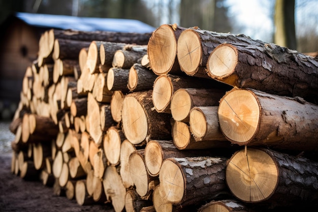 Bûches de bois empilées pour l'hiver