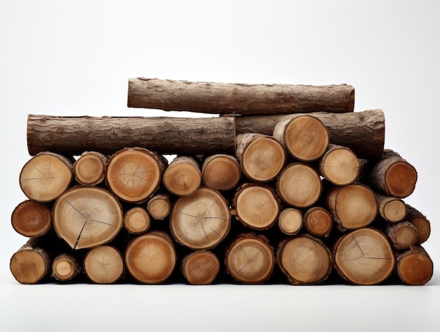 Photo des bûches de bois d'excellence un spectacle artistique sur un fond blanc pur