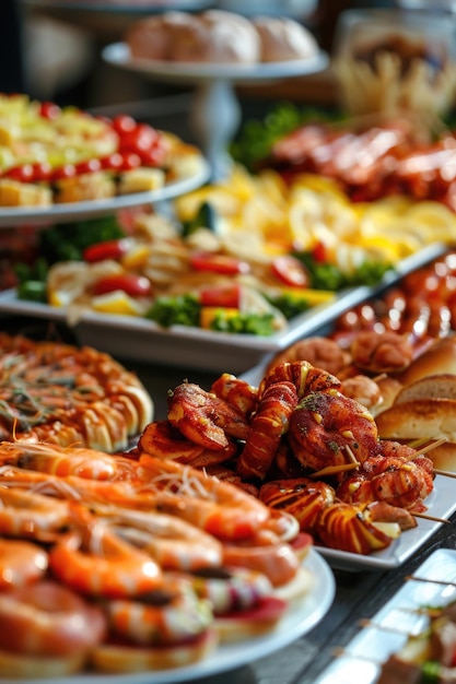 Photo un buffet présentant une variété d'options alimentaires idéal pour les concepts de restauration ou de restaurant