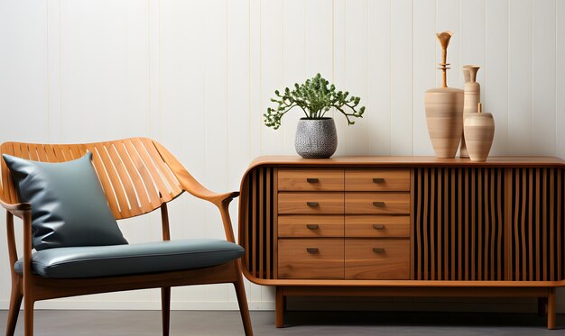 Buffet de style scandinave avec une chaise