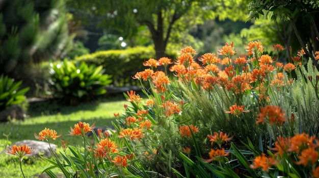 Photo un buisson de castilleja subinclusa avec des fleurs d'orange