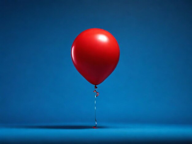 Photo bule et ballon rouge sur un fond rouge et bule noir avec de l'espace pour le texte