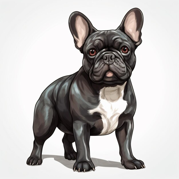 Bulldog français Clipart isolé sur fond blanc