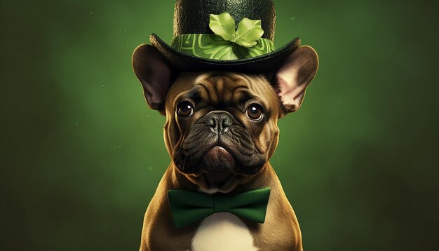 Photo le bulldog français le jour de saint patrick