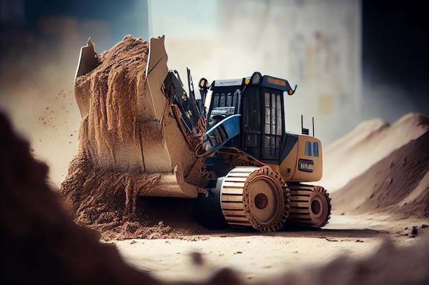Bulldozer dans le sable Heavy duty construction equipmentgenerative ai