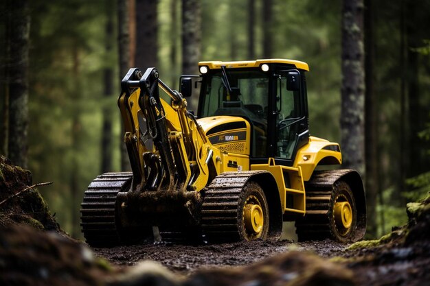 Bulldozer avec fond forestier Meilleure photo de Bulldozer