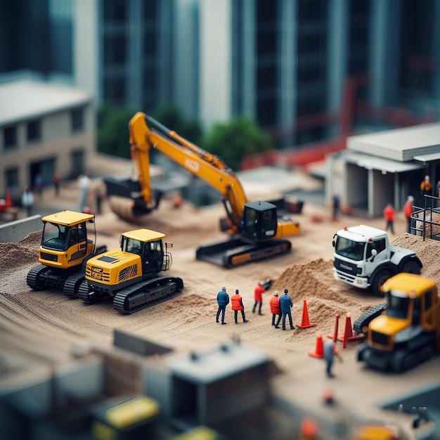 Photo un bulldozer jaune est utilisé pour construire un bâtiment.