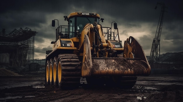 Un bulldozer avec les numéros 379 sur le devant.