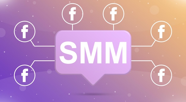 Bulle de dialogue SMM avec icônes du logo facebook autour de 3d