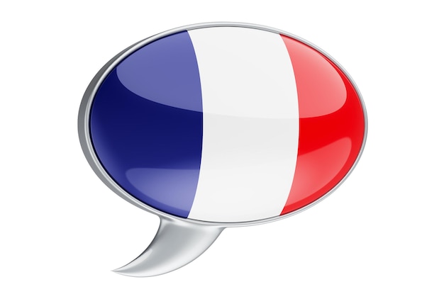 Bulle avec drapeau français rendu 3D isolé sur fond blanc