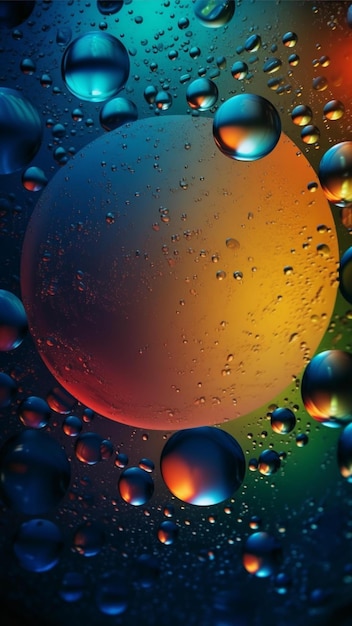 Photo bulle d'huile de fond d'écran de téléphone dégradé dans le fond de l'eau
