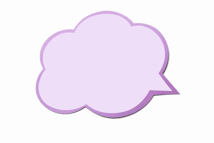 Photo bulle lilas comme un nuage avec bordure violette isolé sur fond blanc vide