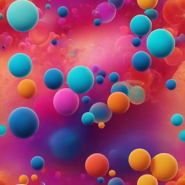 Photo des bulles abstraites en gradient sur une toile floue et colorée
