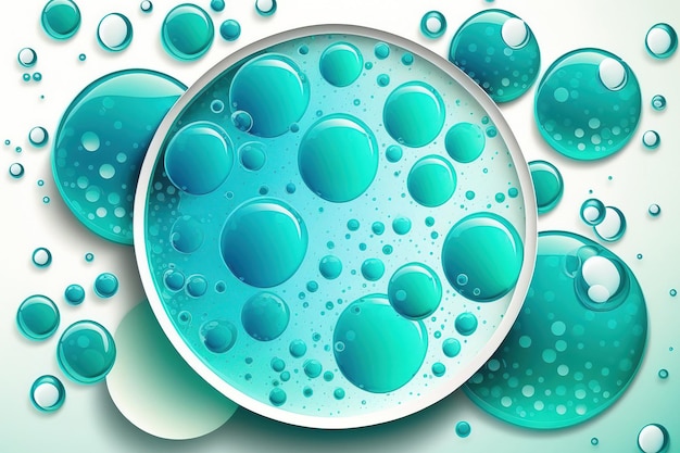 Bulles aquatiques en turquoise sur fond blanc