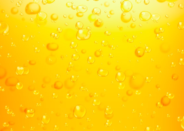 Bulles de bière. Bulles abstraites sur fond jaune