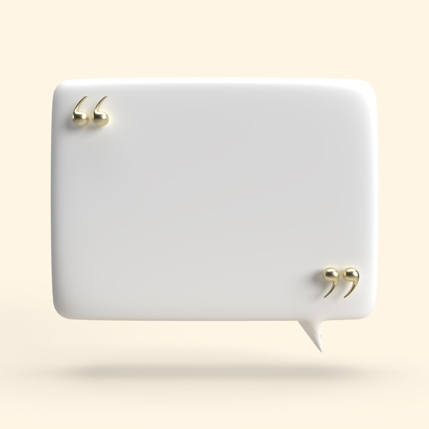 Bulles de chat 3D Concept minimal de citation de médias sociaux Illustrations 3D