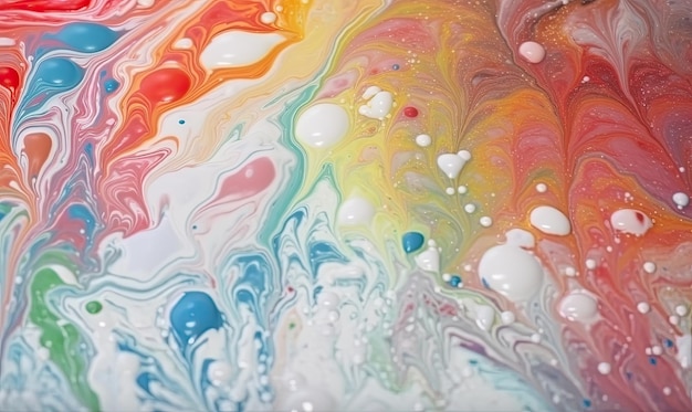 Des bulles colorées dans de la mousse de bain forment un mini arc-en-ciel Création à l'aide d'outils d'IA génératifs