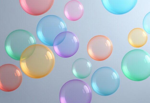 Des bulles colorées sur un fond à gradient doux des bulles translucides avec un design à gradient subtil fond à bulles à gradient