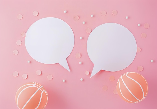 Photo des bulles de discours en papier expressives sur un fond rose ludique pour des thèmes d'interaction sociale