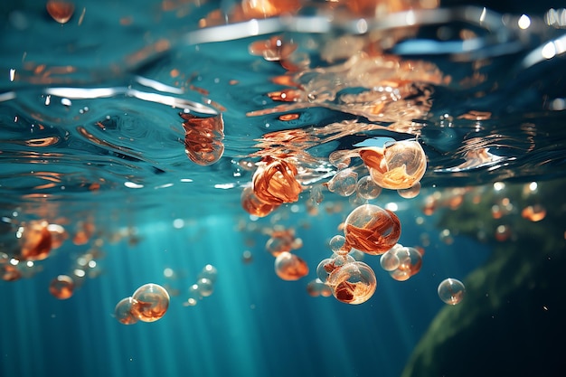 Bulles d'eau dans la mer