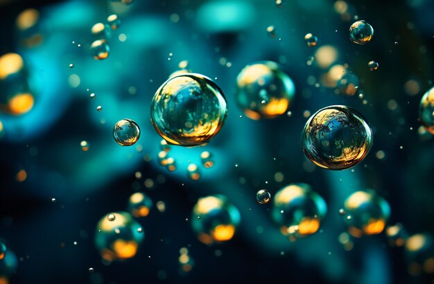 Bulles d'eau sur un fond sombre