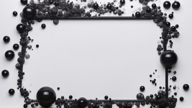 Des bulles d'encre 3D sur un cadre d'illustration à fond blanc