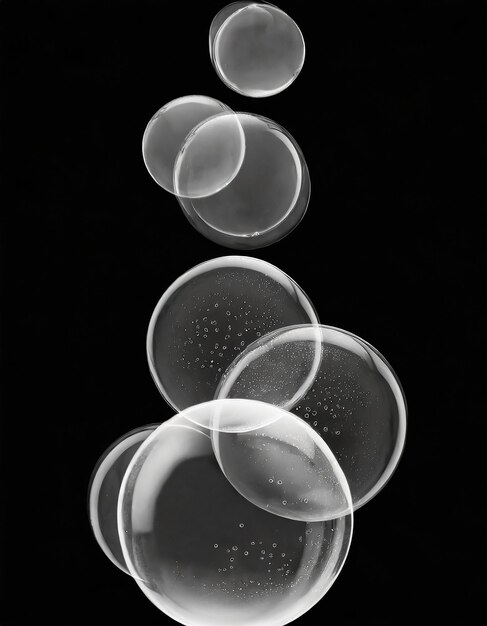 Photo des bulles isolées sur un fond noir