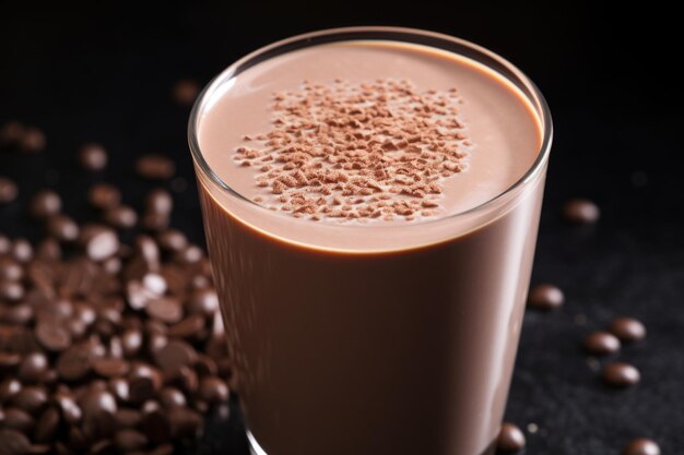 Bulles sur le lait au chocolat réfrigéré