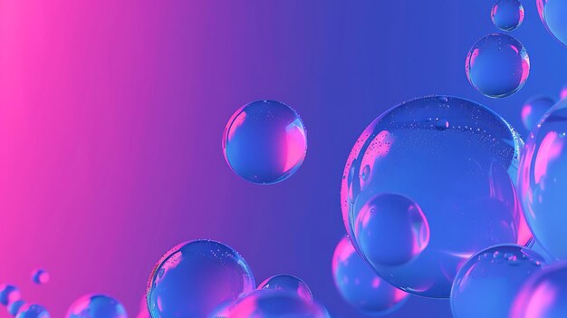 bulles de savon dans un verre violet avec un fond violet et rose