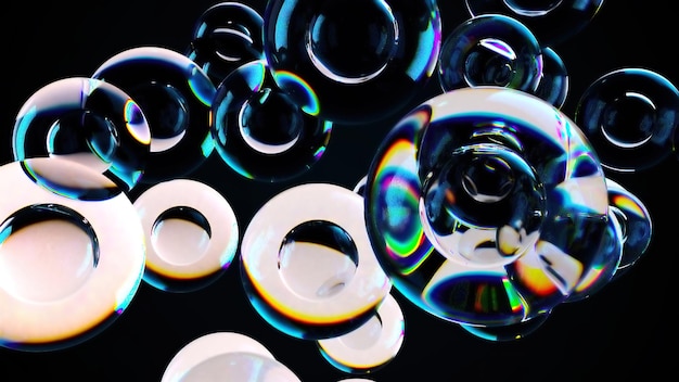 Photo bulles de verre avec reflets