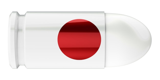 Bullet avec drapeau japonais rendu 3D isolé sur fond blanc