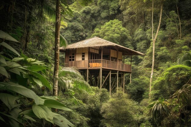 Bungalow dans Jungles Generative AI