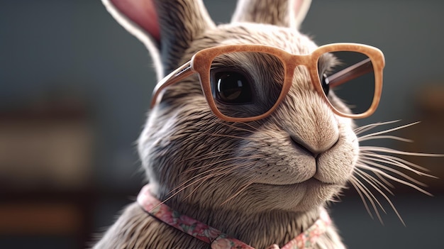 Bunny Rabbit portant des lunettes de soleil avec espace pour copier générative ai