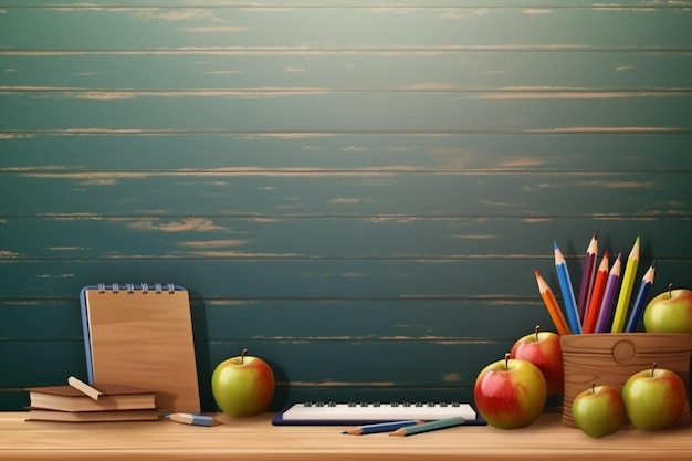 Un bureau en bois avec un crayon et un crayon dessus