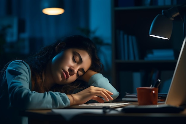 Le bureau de couchage de la femme