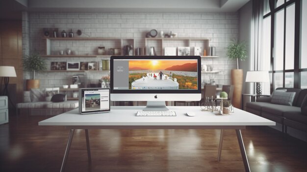 Un bureau à domicile avec un canapé et un bureau