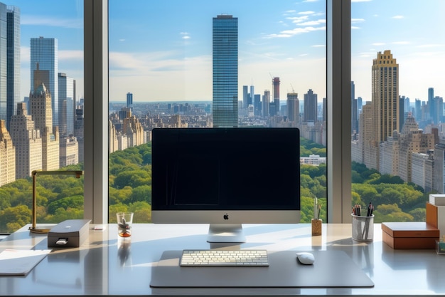 Bureau à domicile moderne avec vue sur Central Park à New York