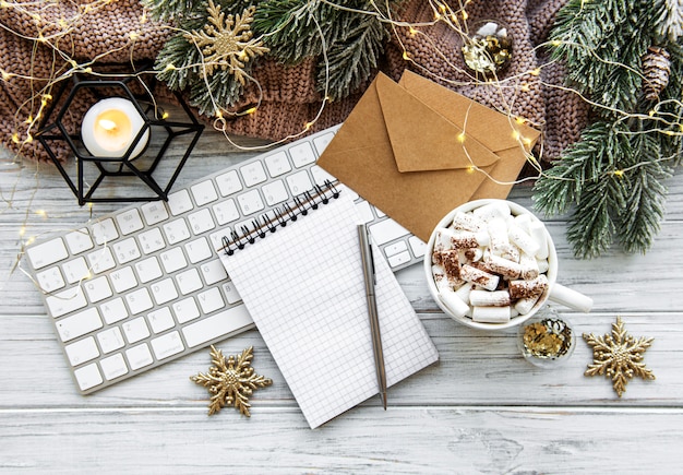 Bureau à domicile de Noël plat