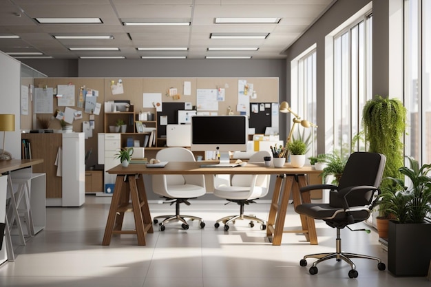 bureau espace de travail salle de bureau généré par l'IA