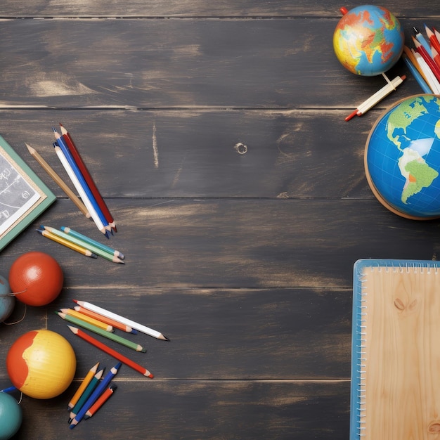 Photo un bureau avec un globe, un livre, un globe, un livre, un livre, un livre, un livre, un livre, un livre, un livre, un livre, un livre