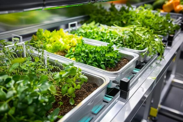 Bureau avec un jardin d'herbes intégré pour les herbes fraîches